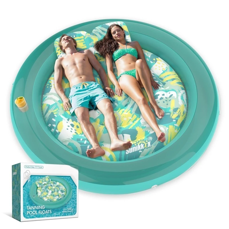 

Adult Outdoor Tanning Pool Lounge Chair Oval Inflatable Water Bed Pool Backrest Lounge Lawn