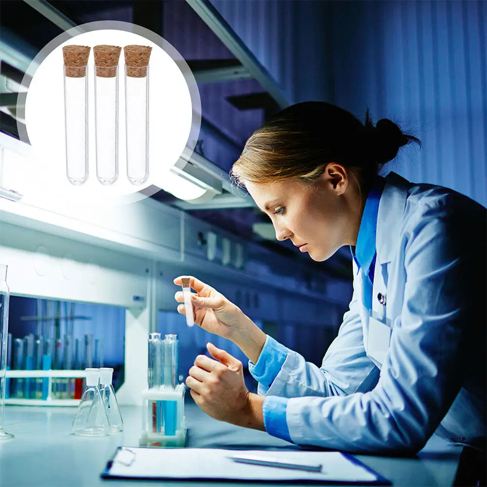 

40 шт. прозрачных пластиковых пробирок малого размера с пробковыми заглушками для ювелирных изделий, бусин, порошка, специй, жидкостей