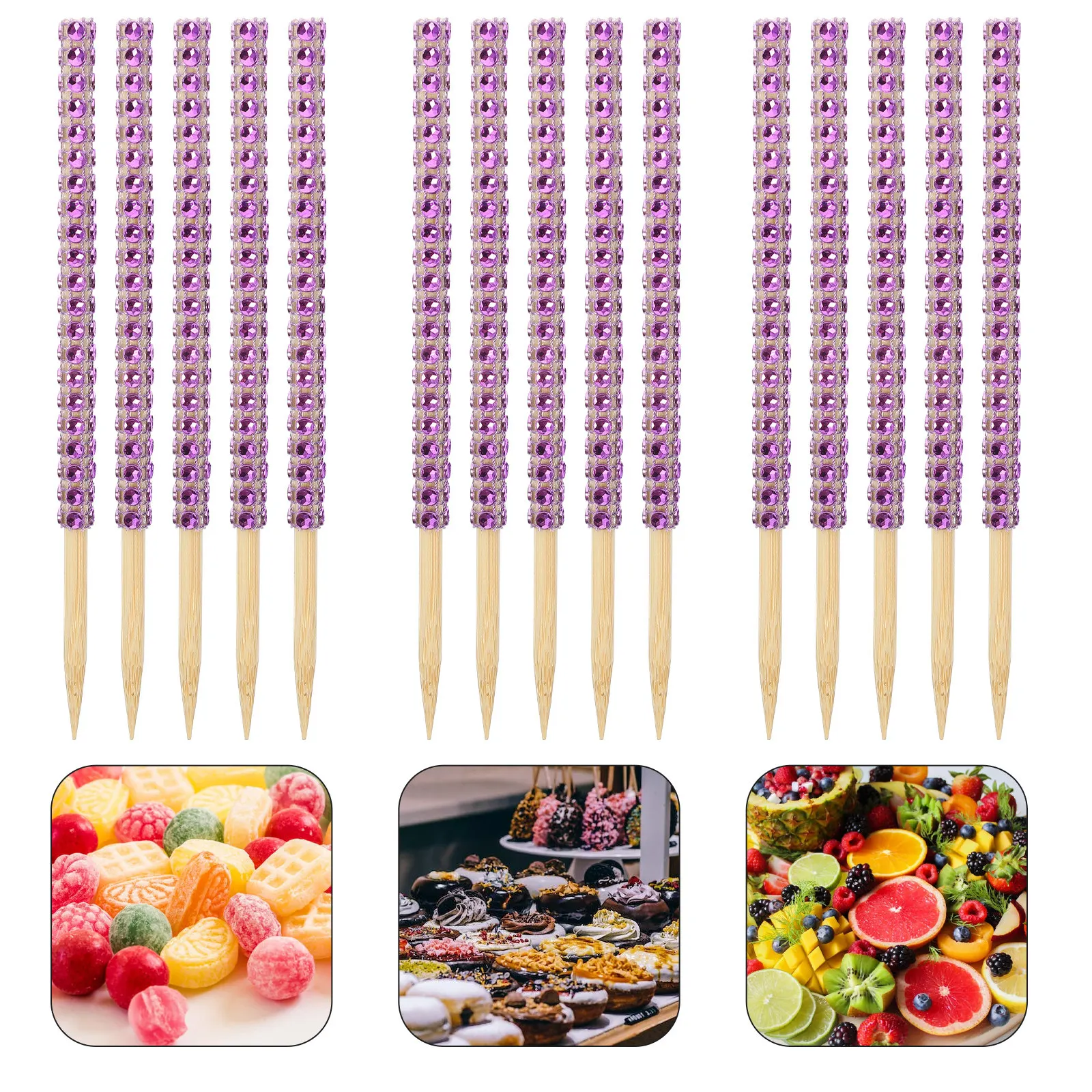 30Pcs Glitter Bamboo Lollipop Sticks Candy Picks for Caramel Chocolate Sodas Hard Candies Party Dessert Decoration Cake