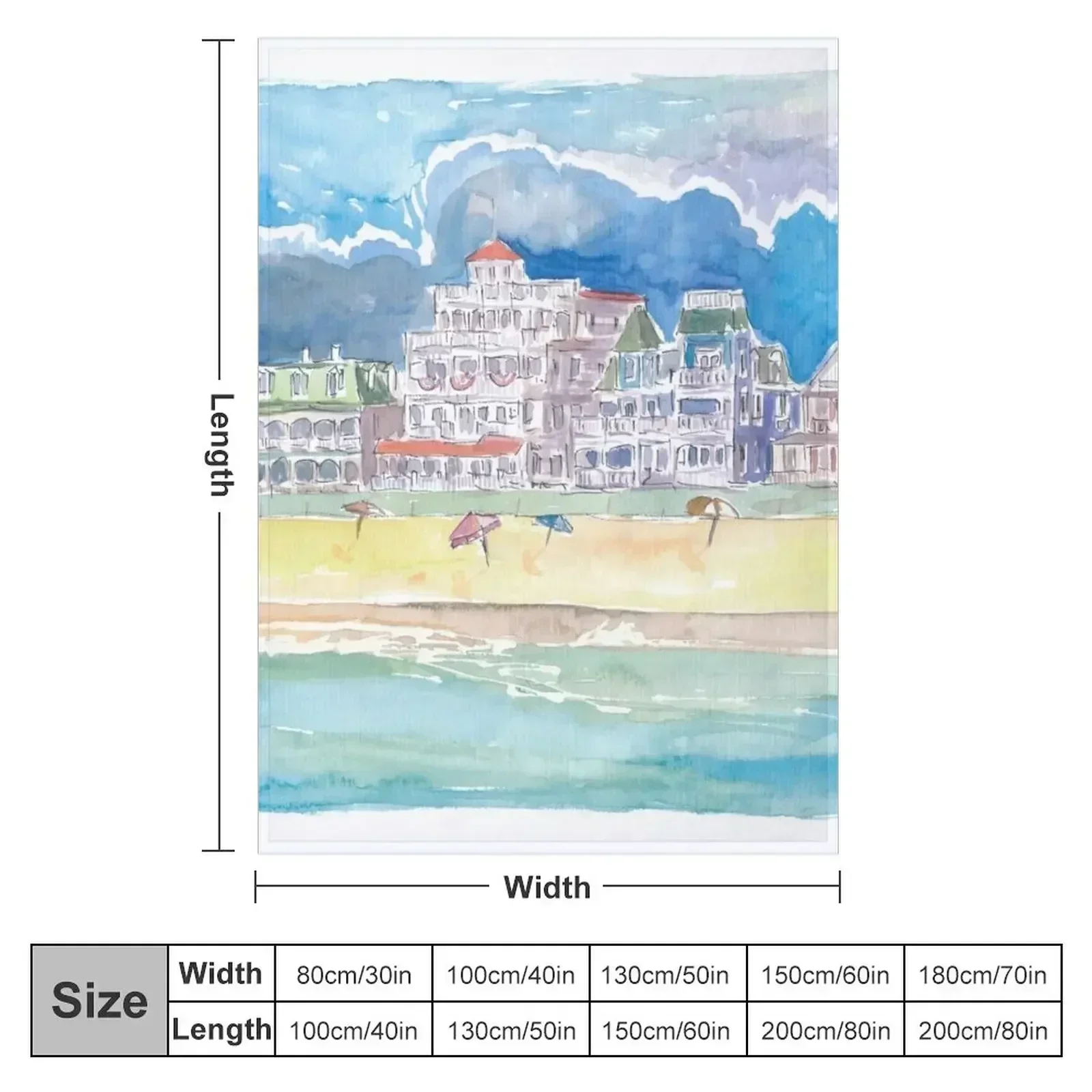 Cape May New Jersey Typical Beach Scene Throw Blanket