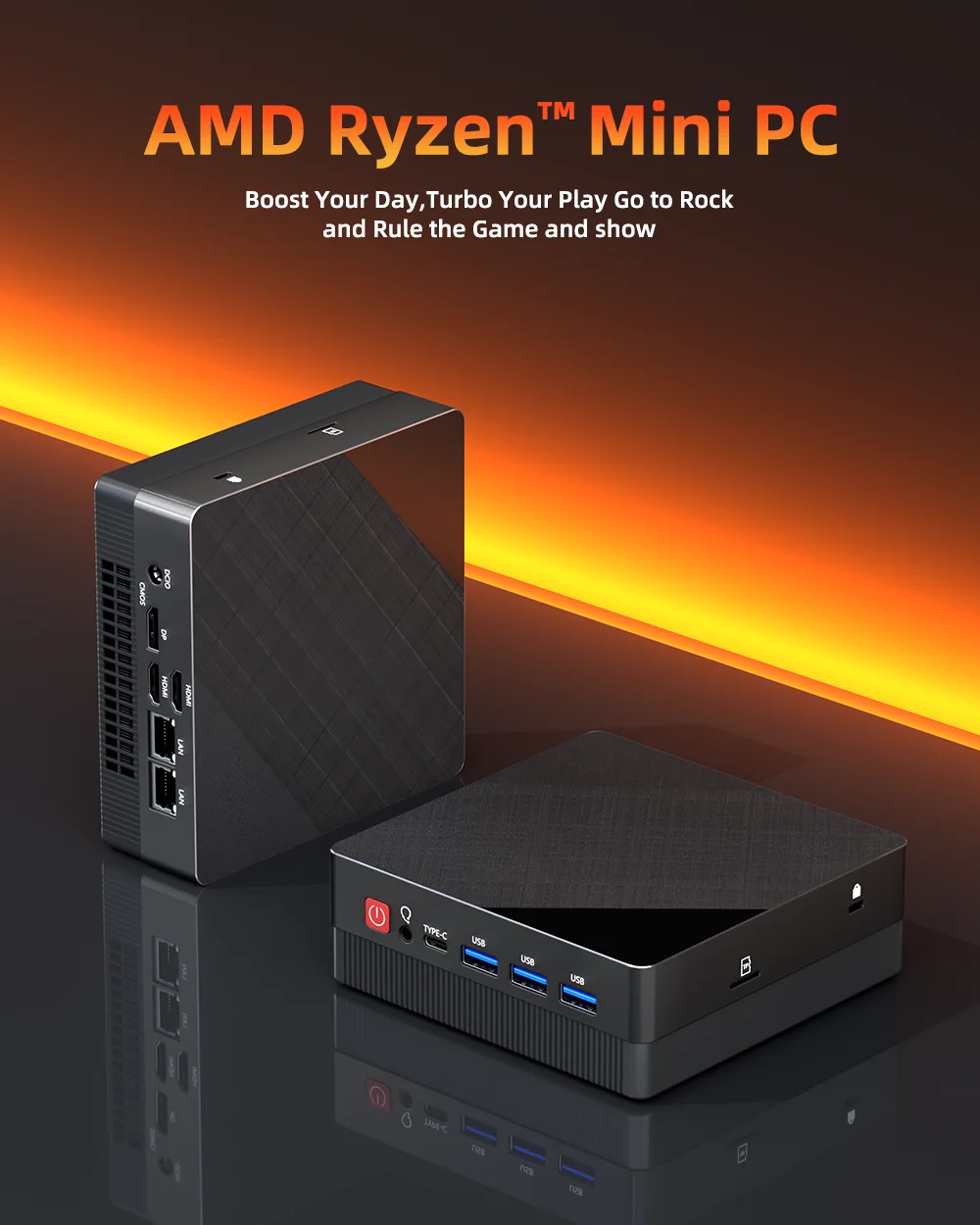 Mini PC ZXIPC AMD Ryzen5 6600H 7735HS DDR4 2666MHZ 16GB 512GB Nvme