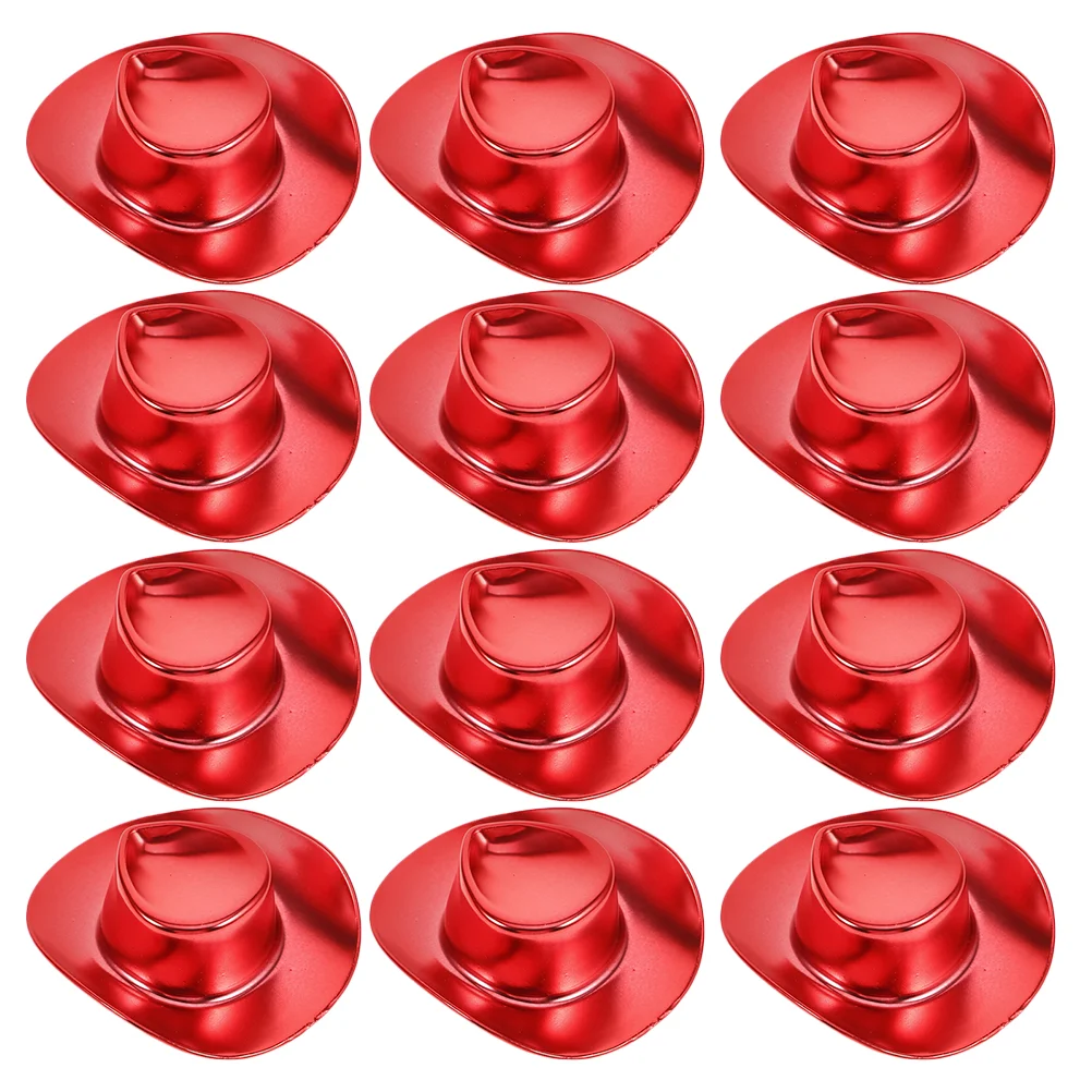 12 Pcs Party Hats for Adults Glitter Cowboy Small Crafts Plastic Mini Western Favor Red Child