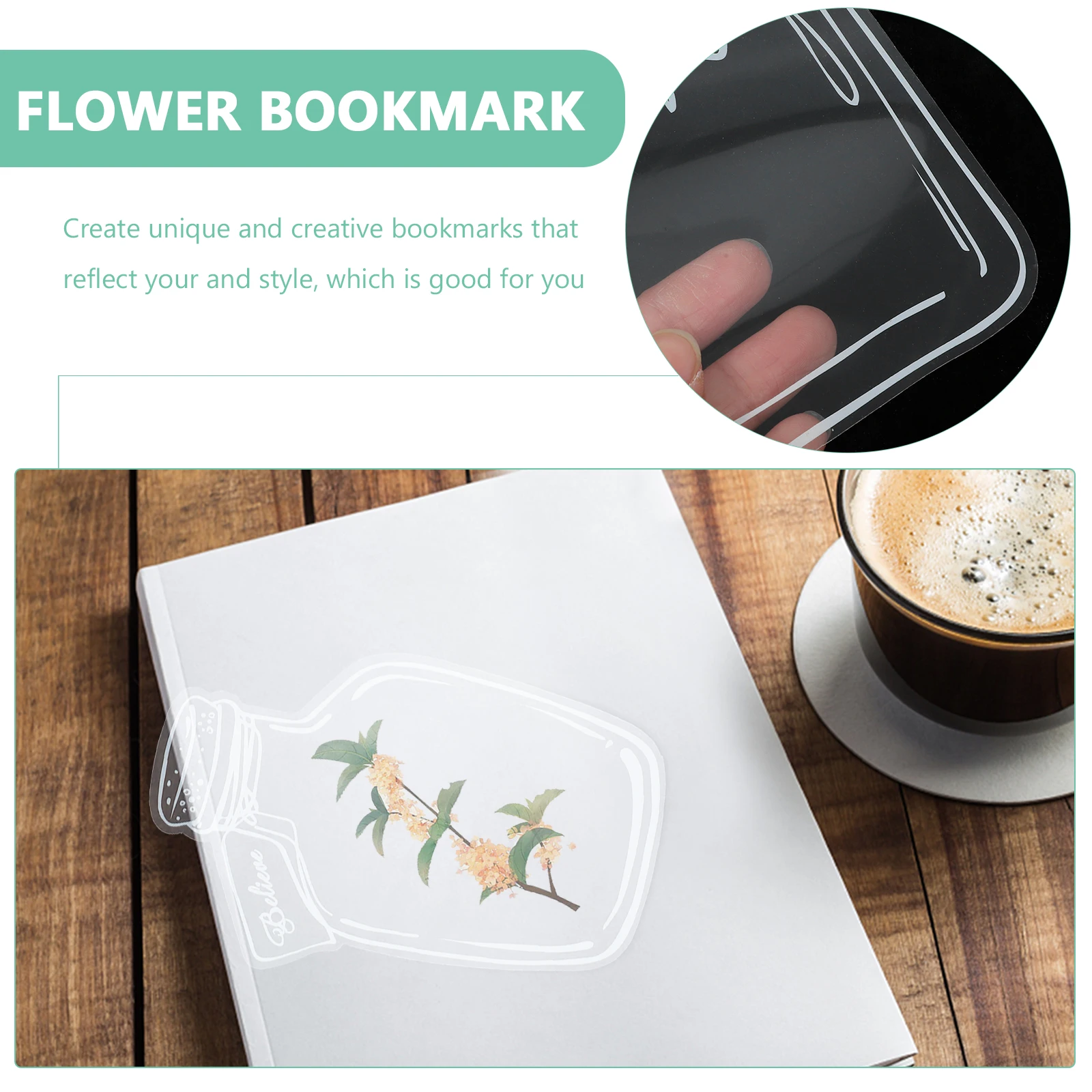 20 قطعة من المواد المرجعية على شكل زهرة مجففة، إشارات مرجعية بلاستيكية شفافة، إطارات صانع ملصقات ذاتية الصنع للزهور المضغوطة هدية للكتاب