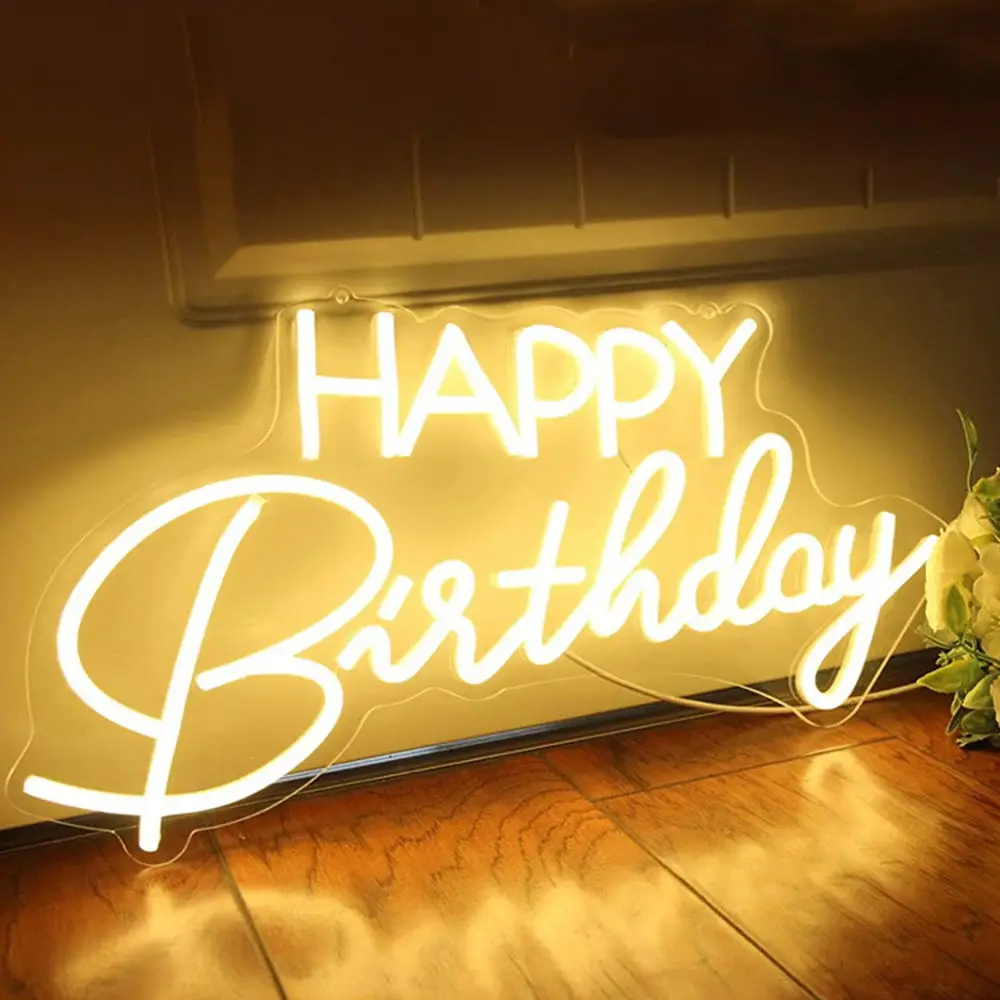 

Led Happy Birthday Neon Sign for Wall Decor Backdrop Room Decoration Atmosphere Light Up Sign Birthday Party Wall Decorate Gift