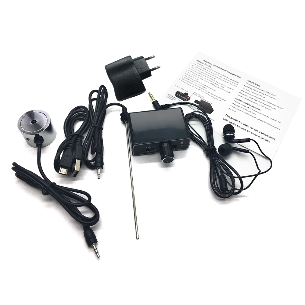 Sensor detector de vazamento de tubulação de água com sondas duplas fone de ouvido alta sensibilidade localizador de tubulação de água kit acessório ferramentas