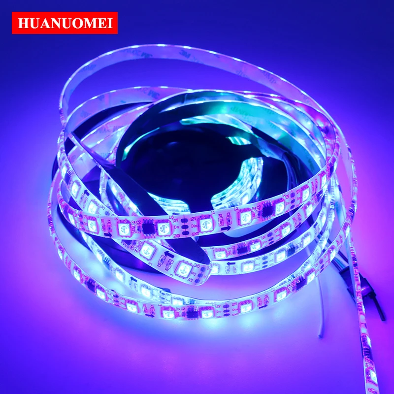 12V 5M 60LEDs/M Addressable RGB LED Strip WS2811 Pixel Light 5050 SMD Outdoor IP65 Waterproof Flexible Tape TV White PCB Ribbon