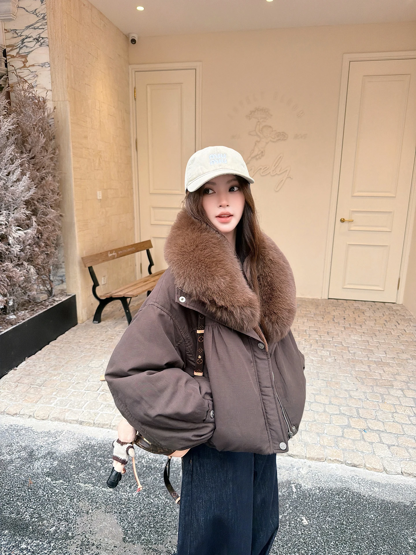 

Зимнее пальто Miurs с меховым воротником и наполнителем из гусиного пуха, теплое, повседневное, свободного кроя, для молодых женщин, утепленное