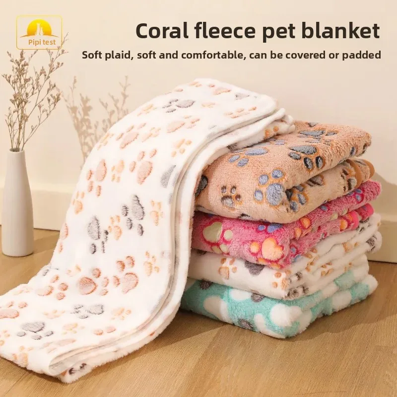 

Super Soft Coral Fleece Pet Blanket, Warm Heart Print Dog Bed Mat, Cozy Fluffy Throw for Cat Puppy, Lightweight Reversible