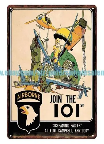 US Army Airborne Vietnam War Paratrooper Recruitment metal tin sign art decor tin sign
