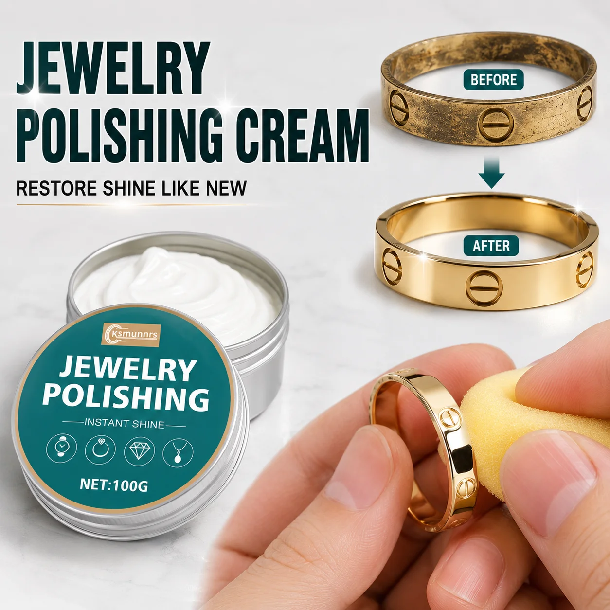 Jewelry Polish Kit Gold Silver Jewelry Cleaner Tarnish and Oxidation Remover for Rings Necklaces and Bracelets