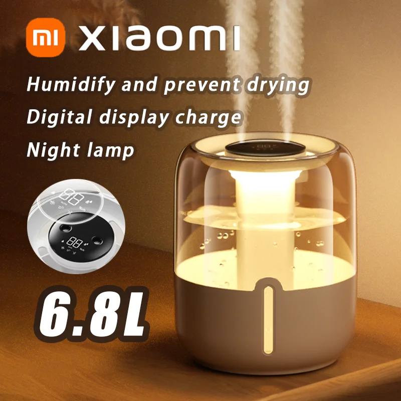 Xiaomi 6.8L Large Capacity Humidifier USB Double Spray Quiet Humidifier Home Dormitory Office Bedroom Desktop With Night Light