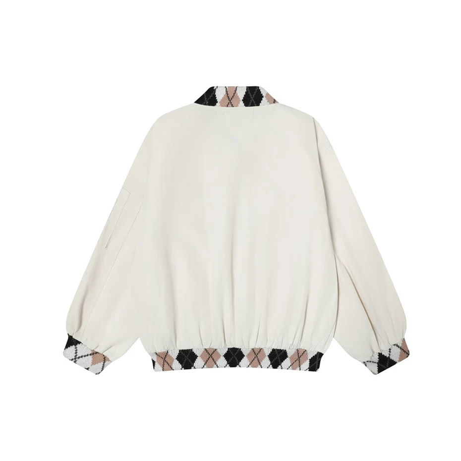 Knitted Splicing Bomber Jacket Mens Streetwear Harajuku Loose Casual Coats Oversized Vintage Fashion Cargo Jacket Male