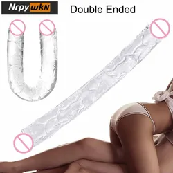 Gelée transparente flexible réaliste à double extrémité, jouet sexuel éducatif, double face, lesbienne, jeu anal, stimulateur de point G, femmes, hommes, couple