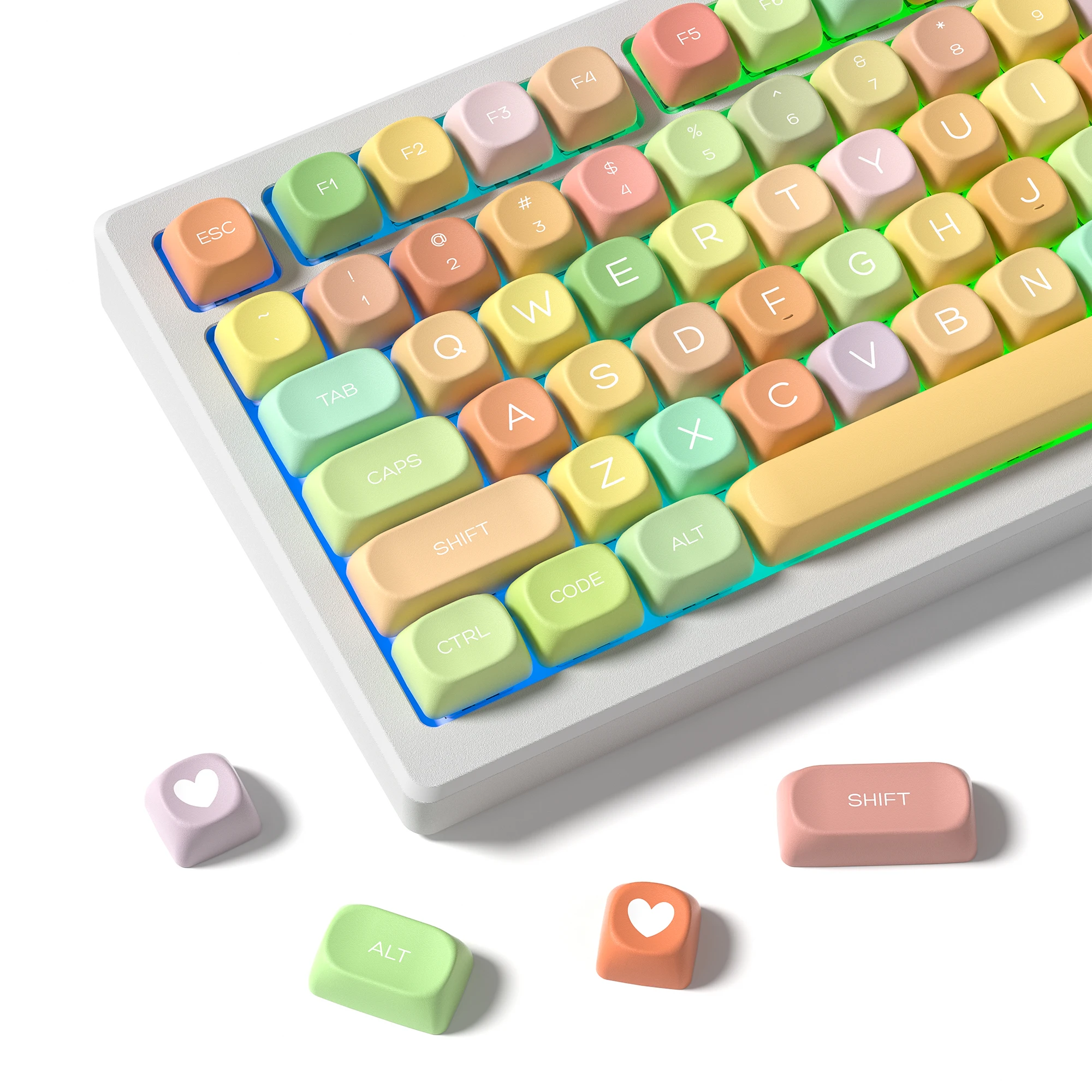 

130+ Keys MOA Profile Rainbow Candy PBT Keycaps Customs Dye Sub Key caps for Cherry Gateron MX Switches Mechanical Keyboards