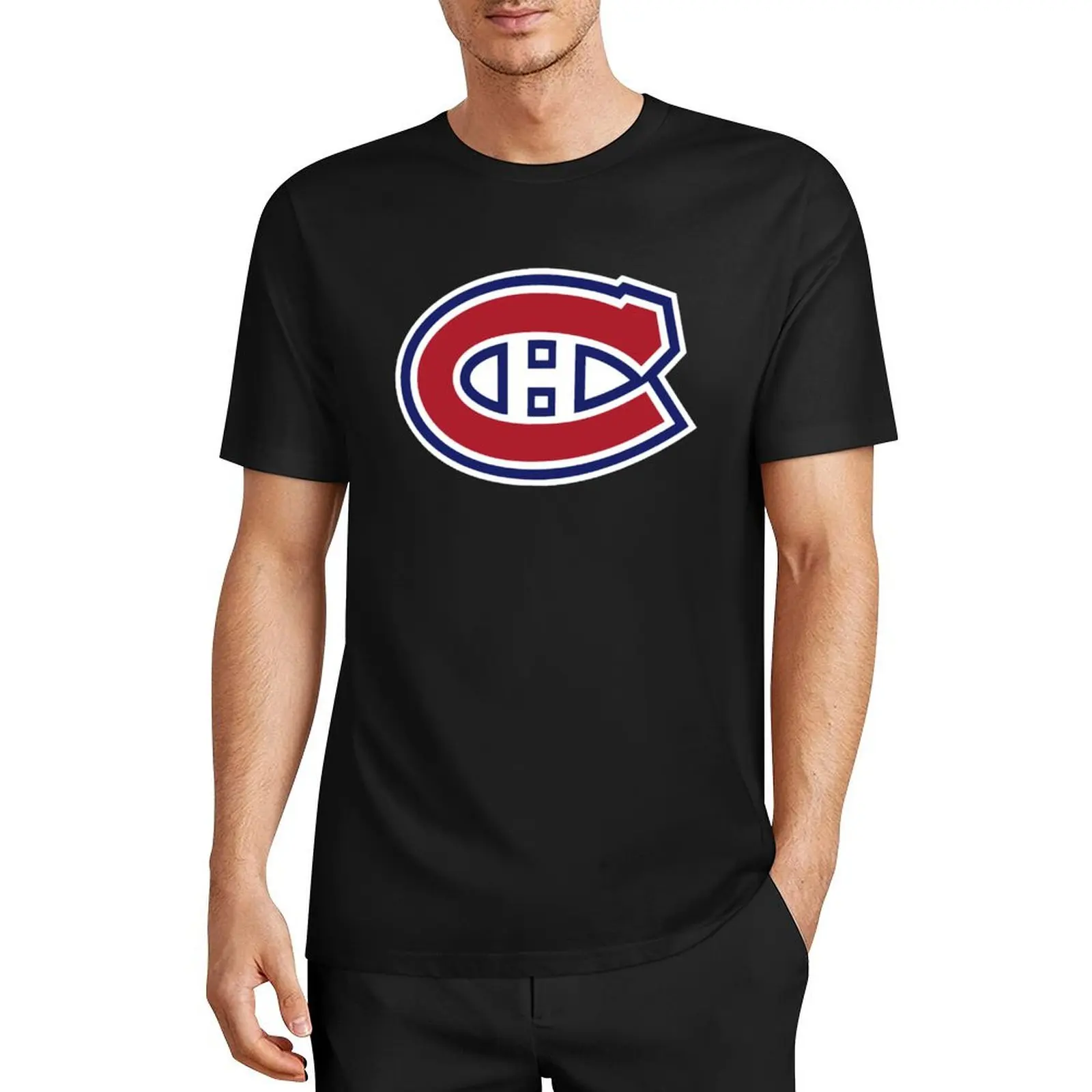 T-shirt adesiva con Logo Montreal canadesi t-shirt nera ad asciugatura rapida per uomo