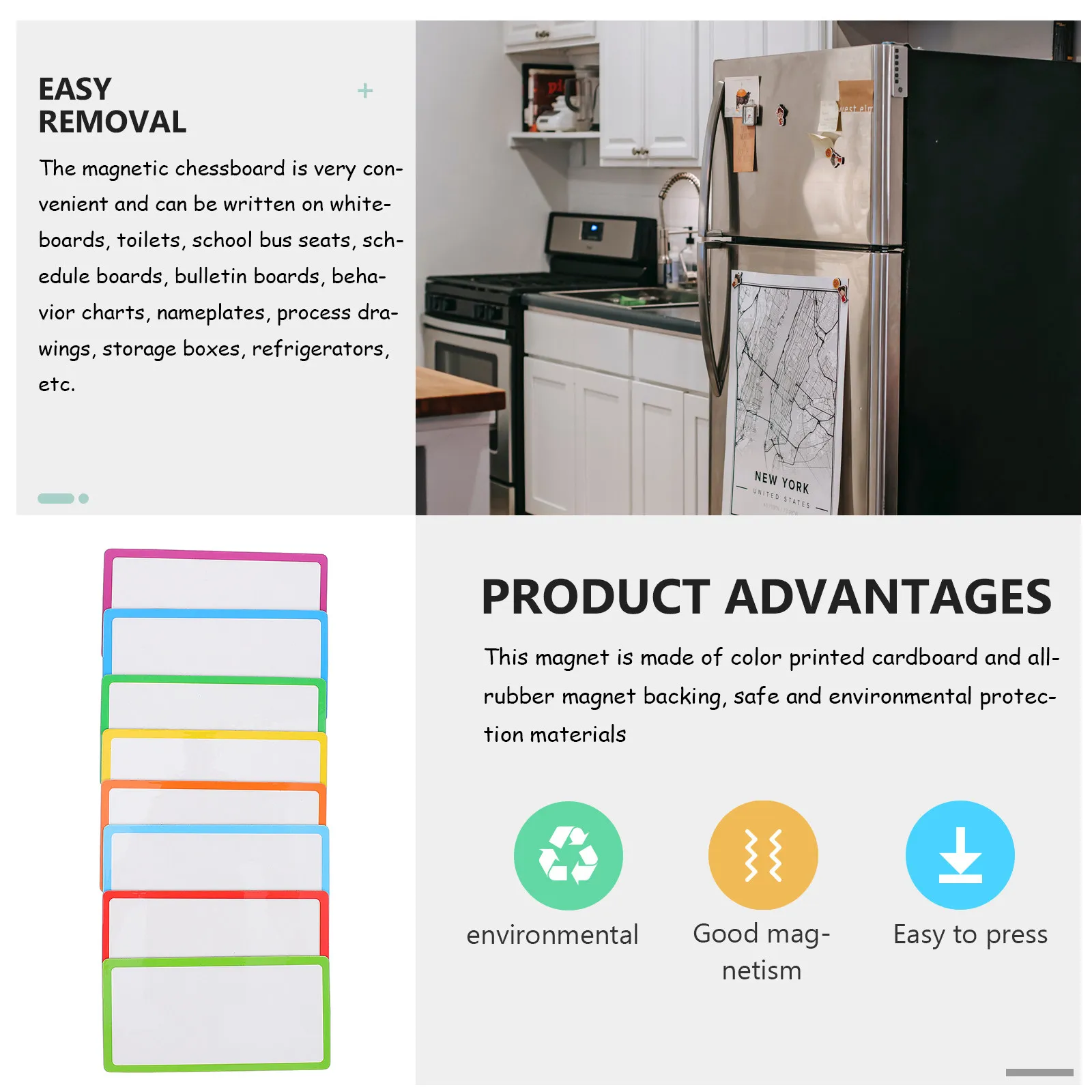 8Pcs Note Pad Magnetic For Board Adults Sticker Fridge Notepad Dry Erase Pet Film Writing Erasing
