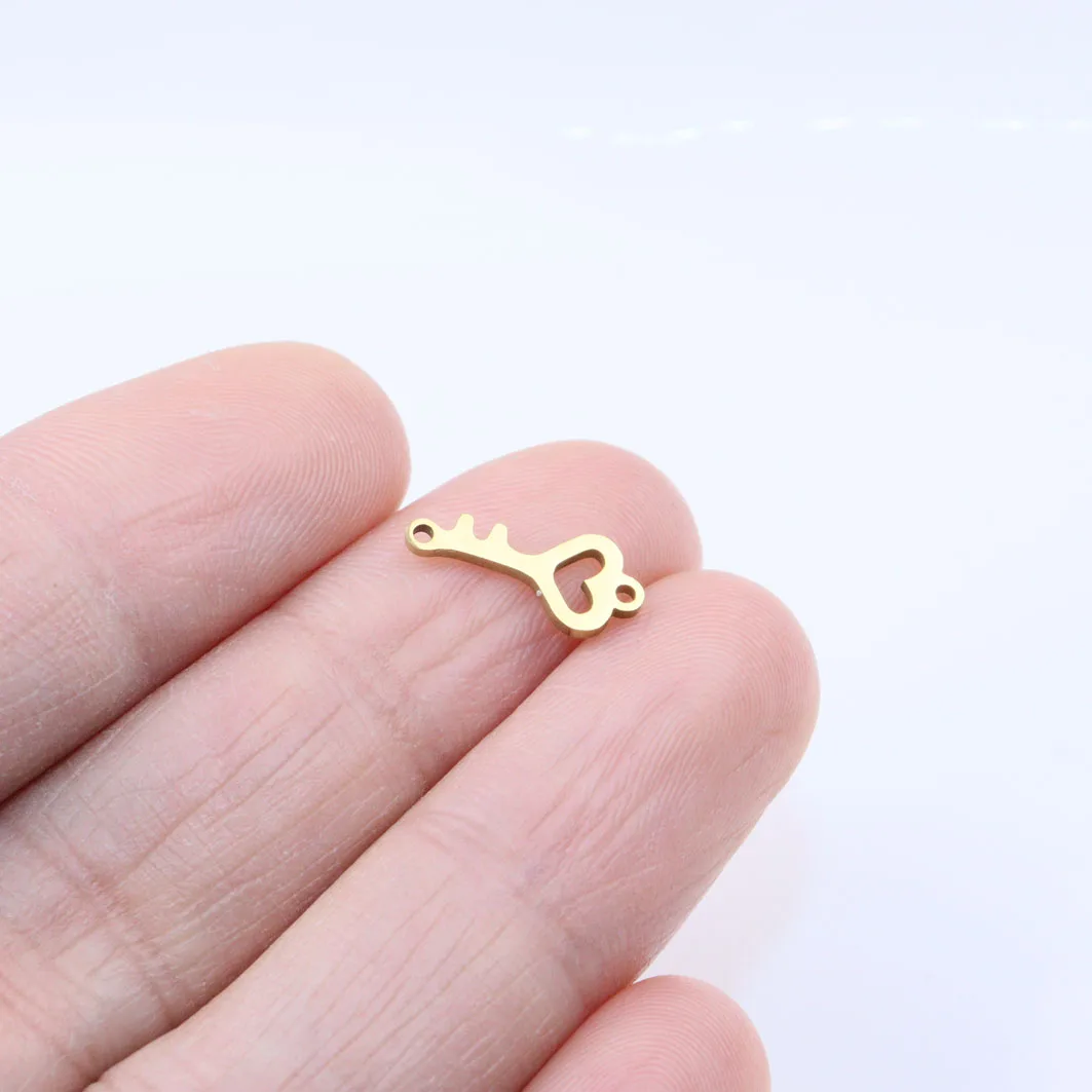 10pcs 10mm Stainless Steel Lovely Polished Connector Bracelet Charms Pendant DIY Handcraft Waterproof Antiallergic Vacuum Plate