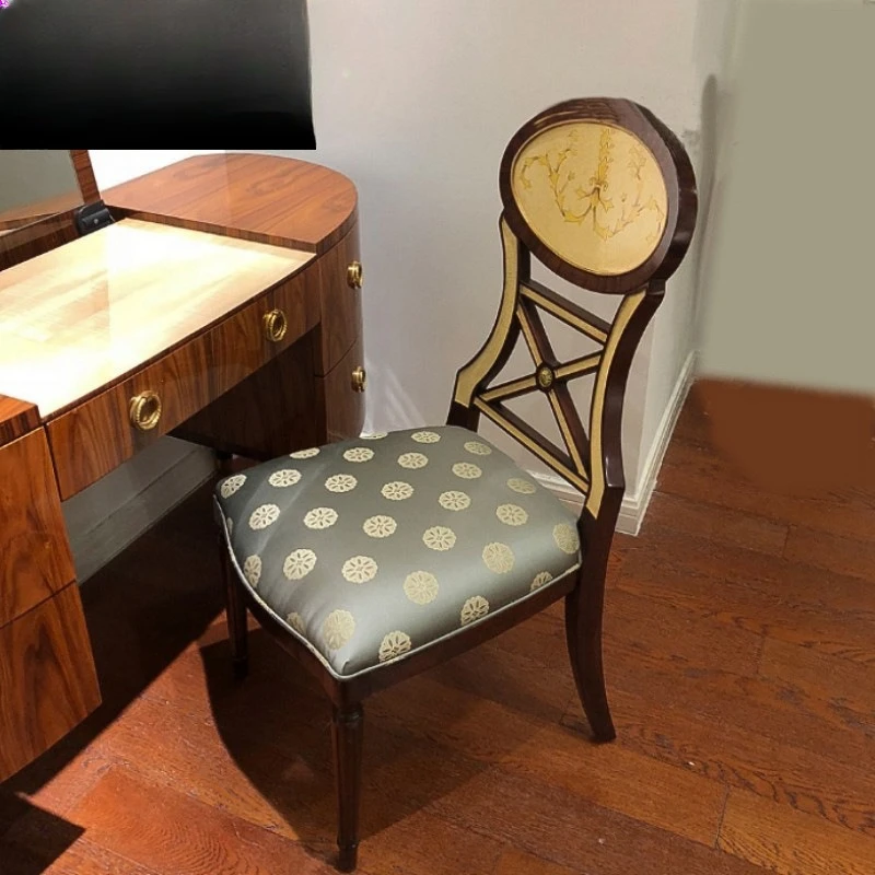Neoclassical dressing chair European light luxury British dining chair villa mansion painted leisure chair furniture