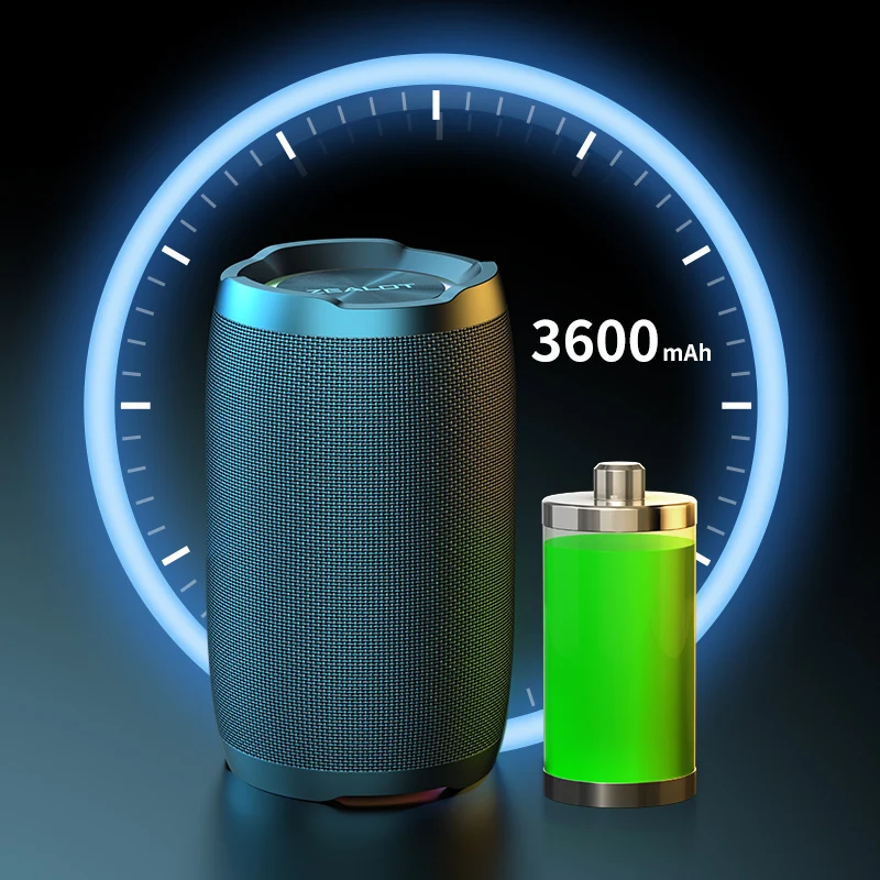 Zealot S49 High Power 20W 3600mAh Battery Portable Wireless Speakers Column HIFI Stereo Subwoofer Colorful Sound box Loudspeaker