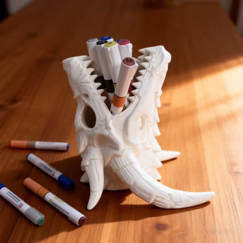 Nordic Devil Dragon Pen Holder 3D Printing Large Capacity Stationery Storage Bucket Cartoon Pencil Bracket Desktop Office Decor