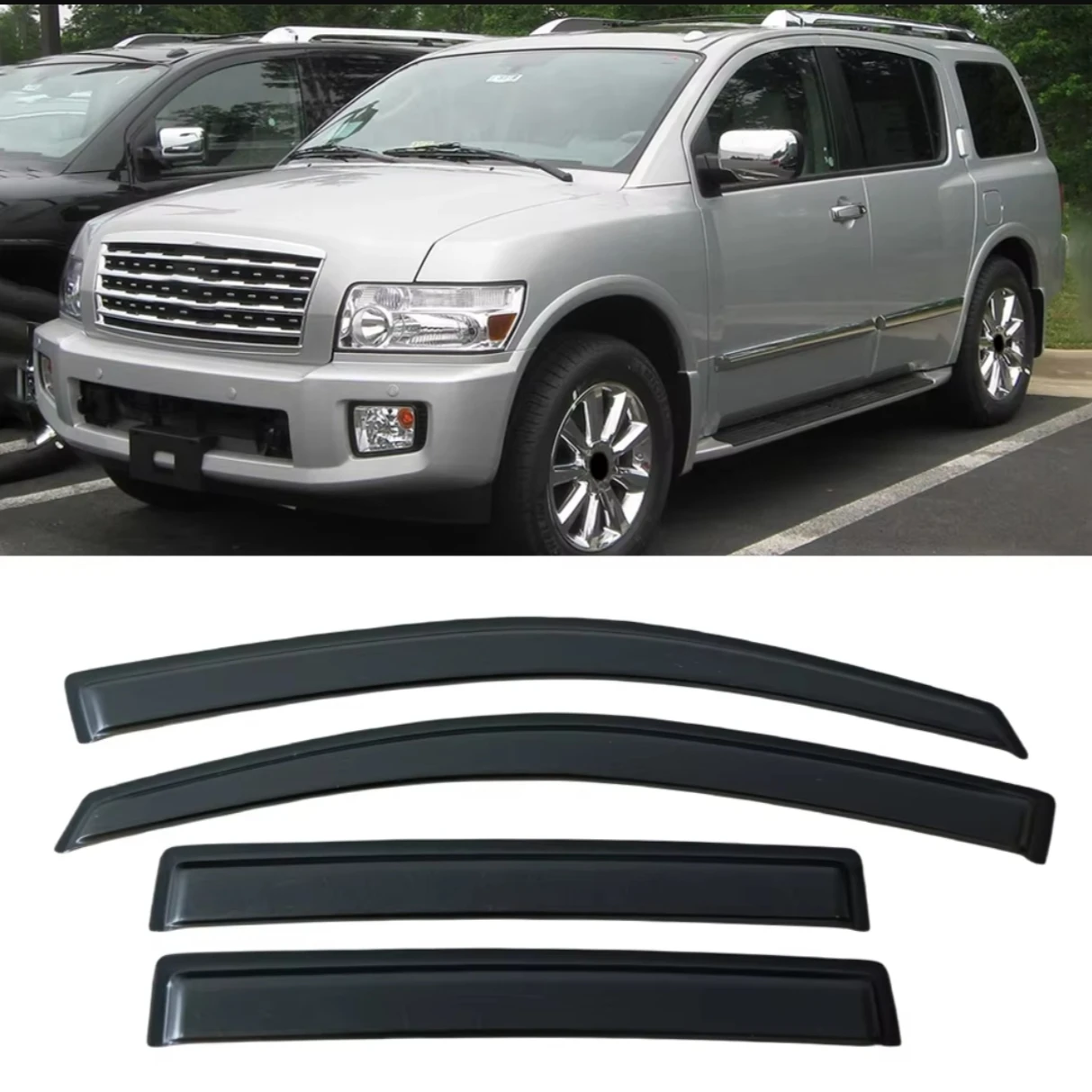 لإنفينيتي QX56 JA60 2004 2005 2006 2007 2008 2009 2010 منحرف الرياح حراس المطر قناع الباب ظلال Ventvisor نافذة قناع