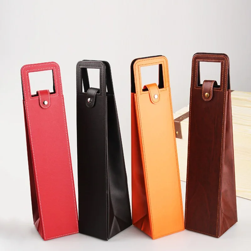 Manufacturers Wholesale Wine Bags Of Wine Packaging Gift Boxes Red Wine Only Leather Box Red Black Brown Orange