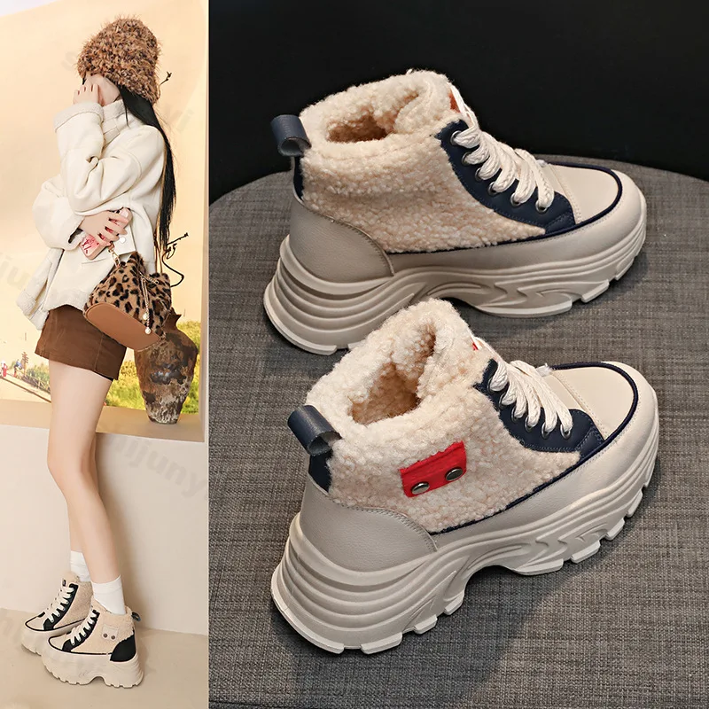 

Women Snow Boots Winter Plush Warm Thick Soled 2025 New Boot Windproof Women Cotton Shoes Non-slip Platform Sneakers Botas Mujer