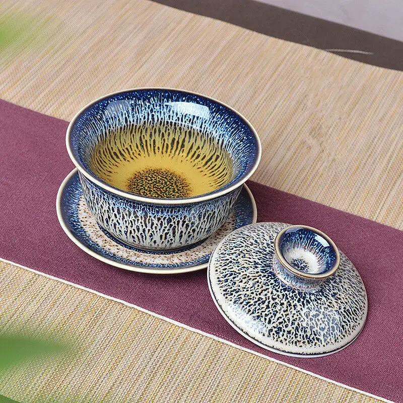 Kiln change porcelain gaiwan Chinese novelty tureen ceramic sauer lid Jingdezhen