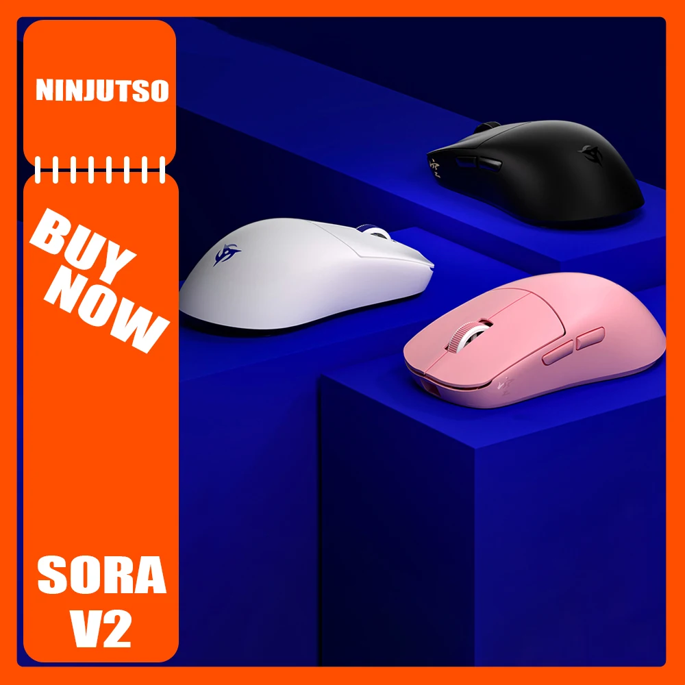 Ninjutso Sora V2 Wireless Mouse Dual Mode 8k PAW3395 Sensor FPS Gaming Mouse E-Sports Lightweight Gaming Mouse Pc Gamer Office