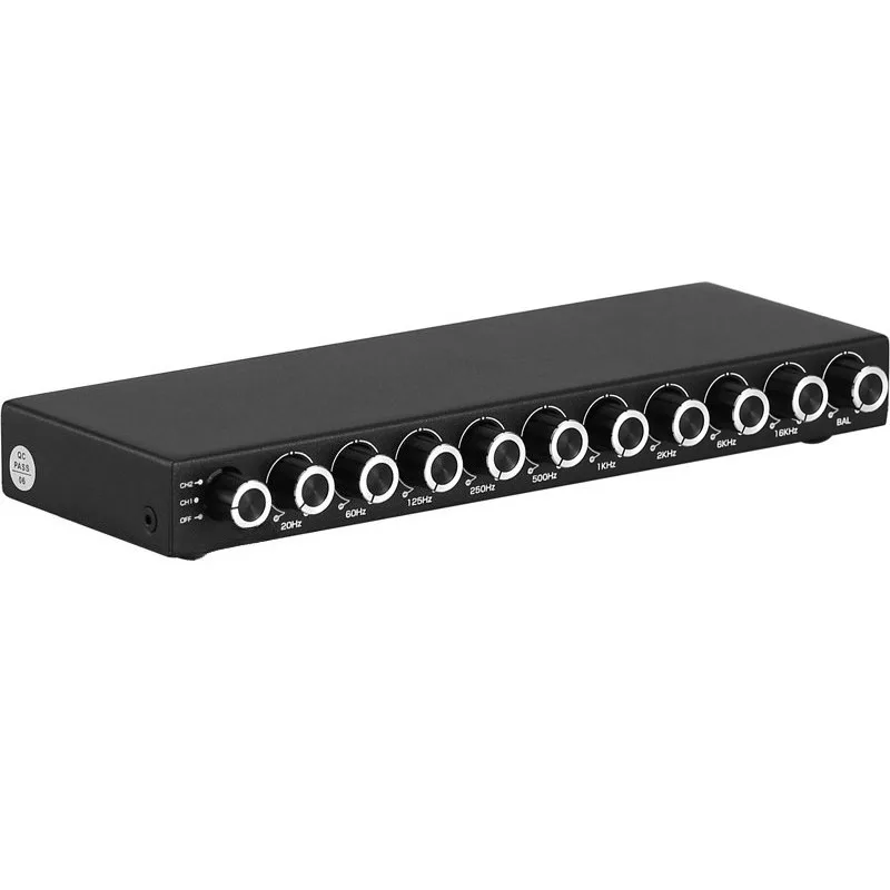 For 9-Band Home Audio Equalizer with Pass-through, High and Medium Bass Adjustment EQ Stereo Preamp