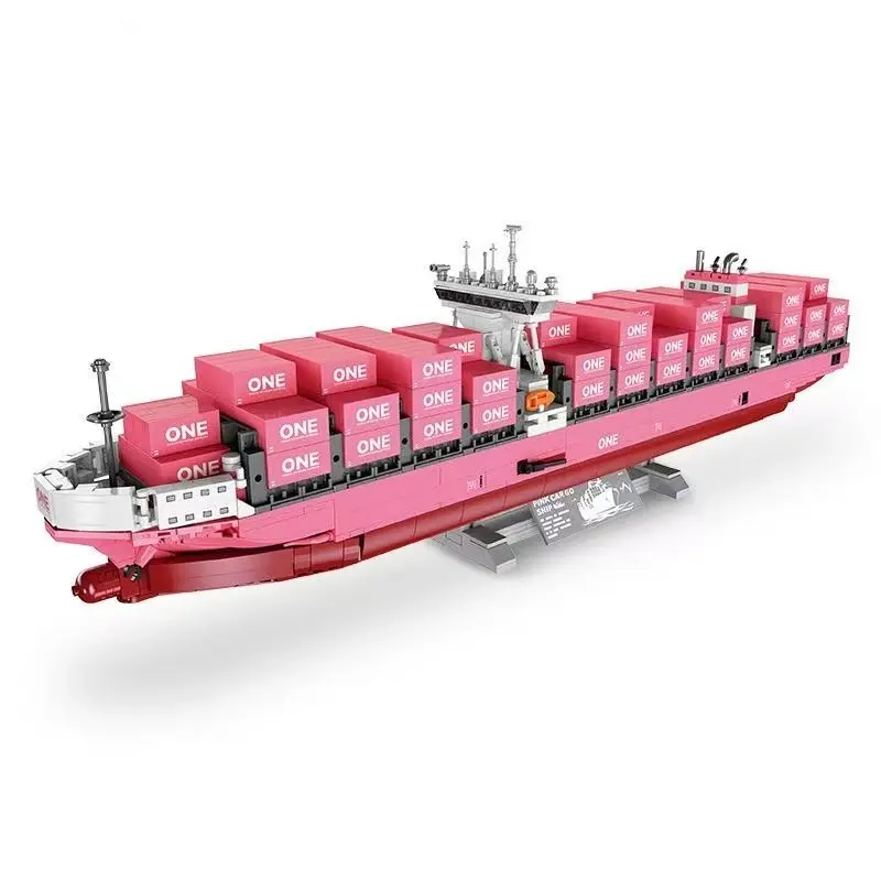 JIE XING JJ9217 ONE Ship Small Particle Building Blocks Model Cargo Container Ship High-Difficulty Puzzle Assembly Toy Ornament