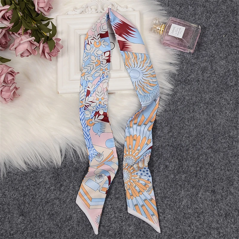 The Origin Of Pegasus Brand Scarf Hijab Skinny Bag Scarf Bandana Foulard Silk Head Scarves For Ladies Fashion Hair Headband