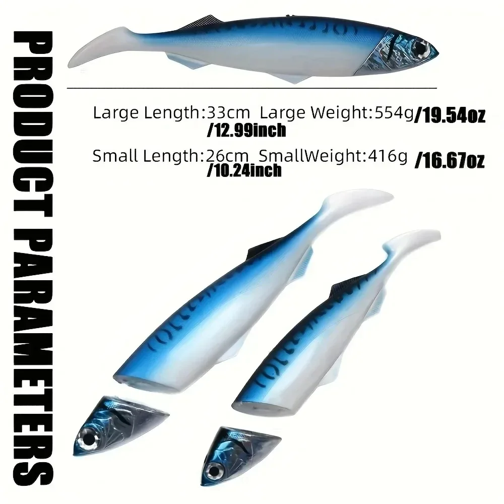 1Set Glow Head Slow-Sink Soft Lure 415g/516g | Extra Robuster Boot-Angelköder für Thunfisch & Hai | Tiefsee-Jigging – Detail 6