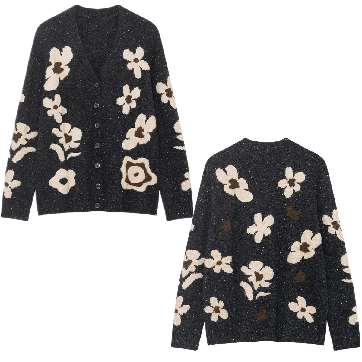 

Jenny&Dave 2026 Fashion Lady Floral Jacquard Jacket Women's Sweater Knitwear Woman Clothing Woman Clothes Cardigan