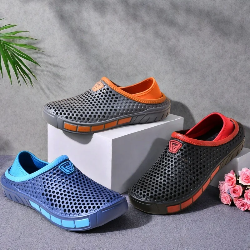 Men's Casual EVA Slippers Lightweight Slip-on Sandals Non-slip Indoor & Outdoor Beach Clogs Simple Solid Color Slip-on Shoes