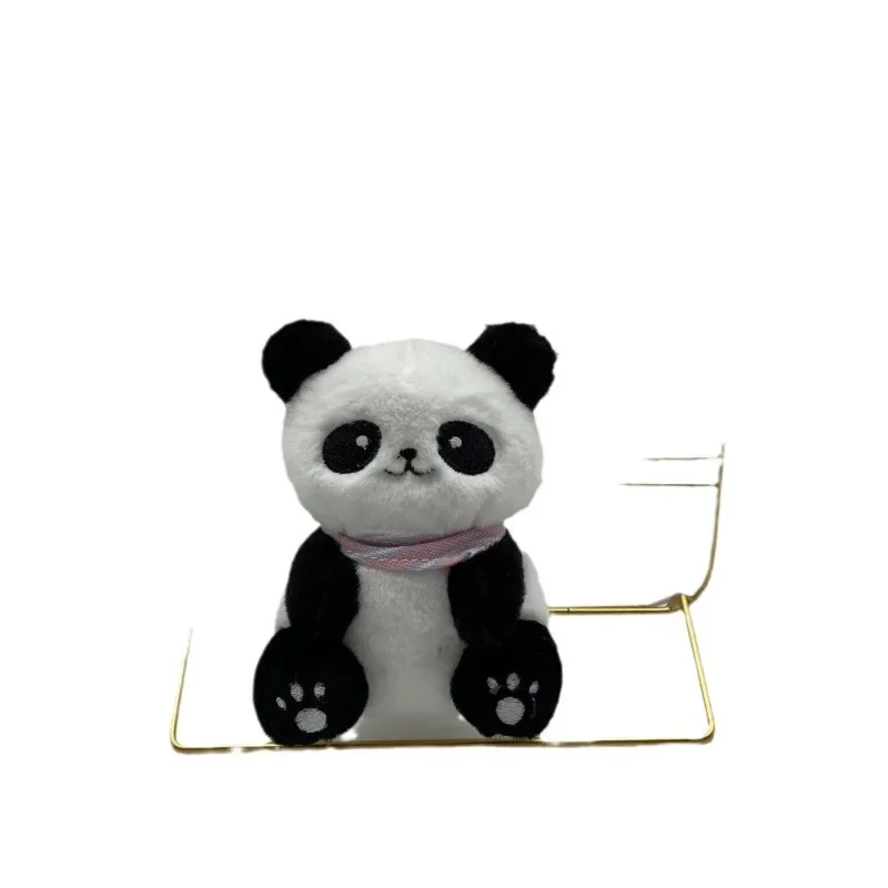 Bonito sentado Panda Animais Brinquedos de pelúcia macios Hobbies, requintada mochila Kawaii Decoração, chaveiro, presentes de aniversário para meninos