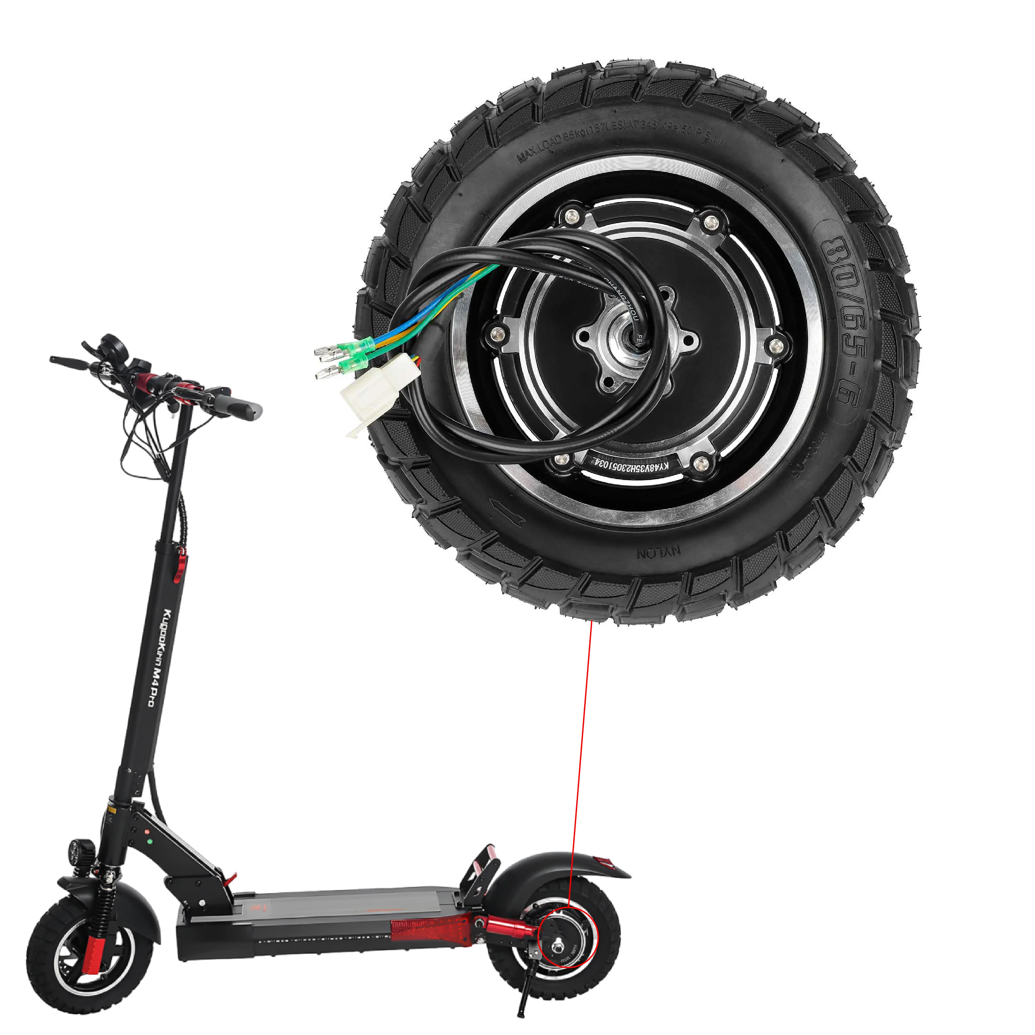 Electric Scooter 48V 500W Motor with10*3 (80/65)-6 Pneumatic Tire For Kugoo M4 Scooter Replacement Parts Scooter Engine Motor