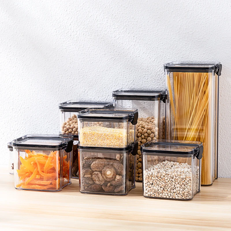 Kitchen Sealed Jar Plastic Multigrain Storage Canisters Transparent Food Storage Box Large-Capacity Air-Tight Moisture-Proof Can