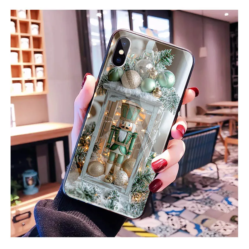 Santa árvore de natal caso de telefone vidro para iphone 17 pro max ar 17 16 15 14 13 pro max 15 16 pro 15plus caso