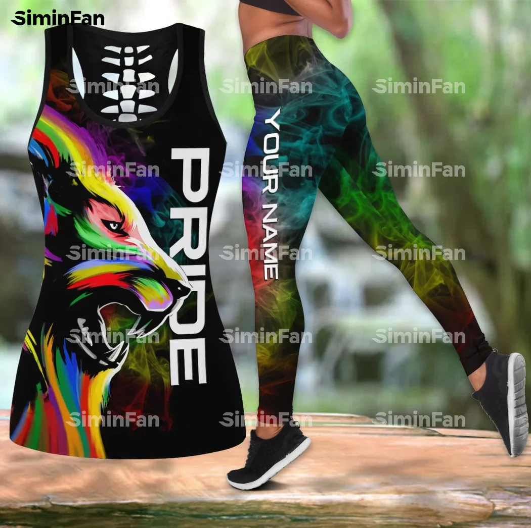 Amor orgulho lgbt lions 3d cheio impresso tanque superior legging mulheres colete calça ternos feminino outfit verão duas peças conjunto yoga roupa esportiva