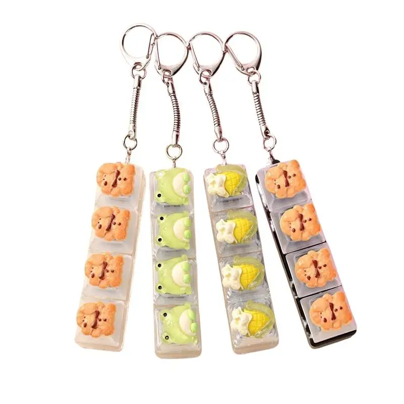 Cute Cartoon Animal Fidget Keychain With Pressable Keys Stress Relief Play Toy Bag Charm Creative Daily Gift