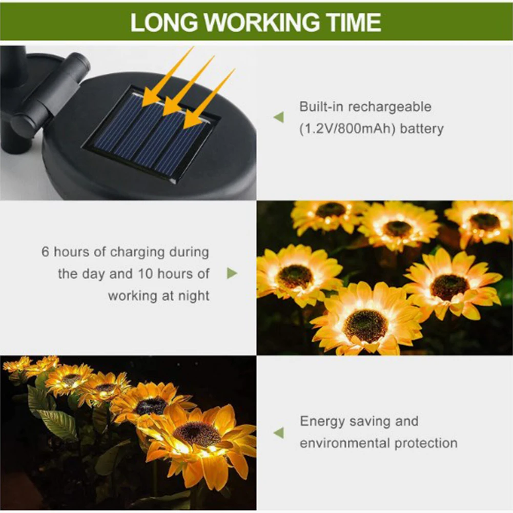 LED Solar Sunflower Outdoor Lawn Light Waterproof Pathway Yard Wedding Holiday Garden Decoration Solar Flowers Lamp Wholesale