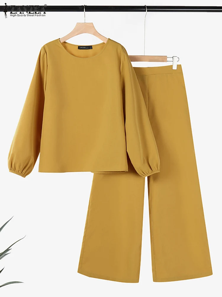 Fashion Woman Tracksuits ZANZEA Spring Two Pieces Sets Casual Work Outfits 2025 Women 2pcs O Neck Long Sleeve Blouse Pant Sets