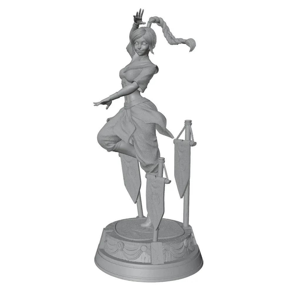 1/24/12/6 traditional kung fu uniform shape, cute braided kung fu girl resin model kit, GK mini 3D printed statue, not colored