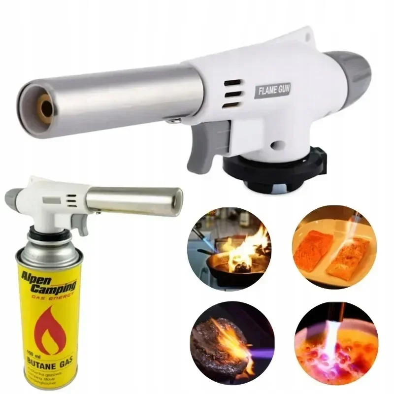 Portable Cassette Flame Gun Multifunctional Adjustable Household BBQ Torch Burner for Camping BBQ Baking Cooking Heating Tool