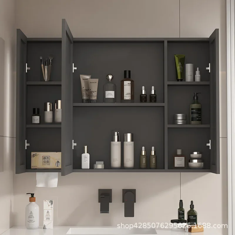 Cross-border dropshipping space aluminum smart bathroom mirror cabinet separate wall-mounted wall type with light defogging bath