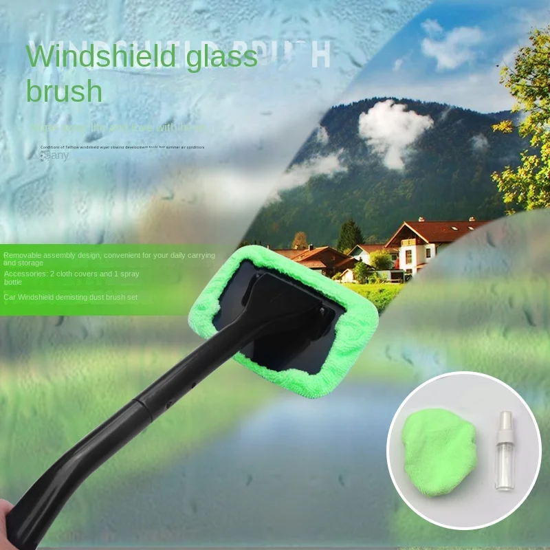 Car Window Cleaner Brush Kit Windshield Cleaning Wash Tool Inside Interior Auto Glass Wiper With Long Handle Car Accessories