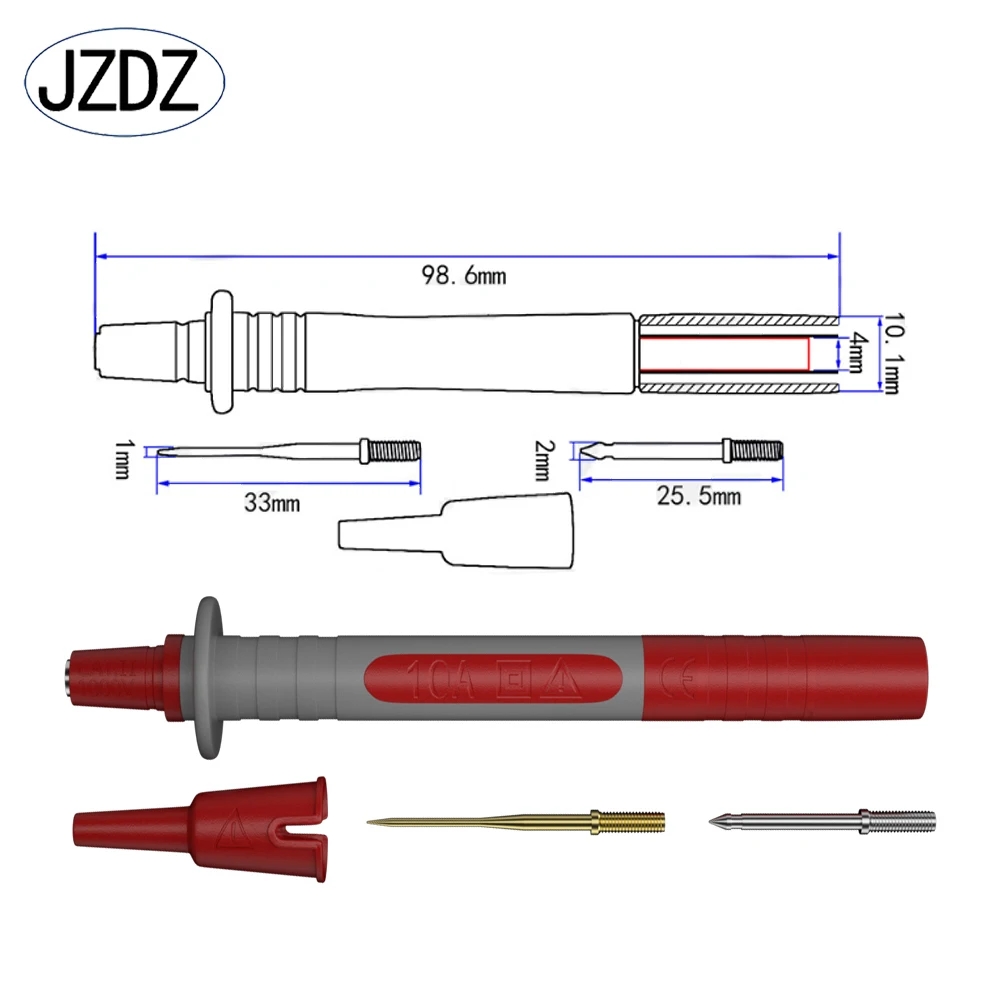 JZDZ 1 takım 2 adet MultimeterTest probu değiştirilebilir iğne çok amaçlı Test kalemi J.30013A