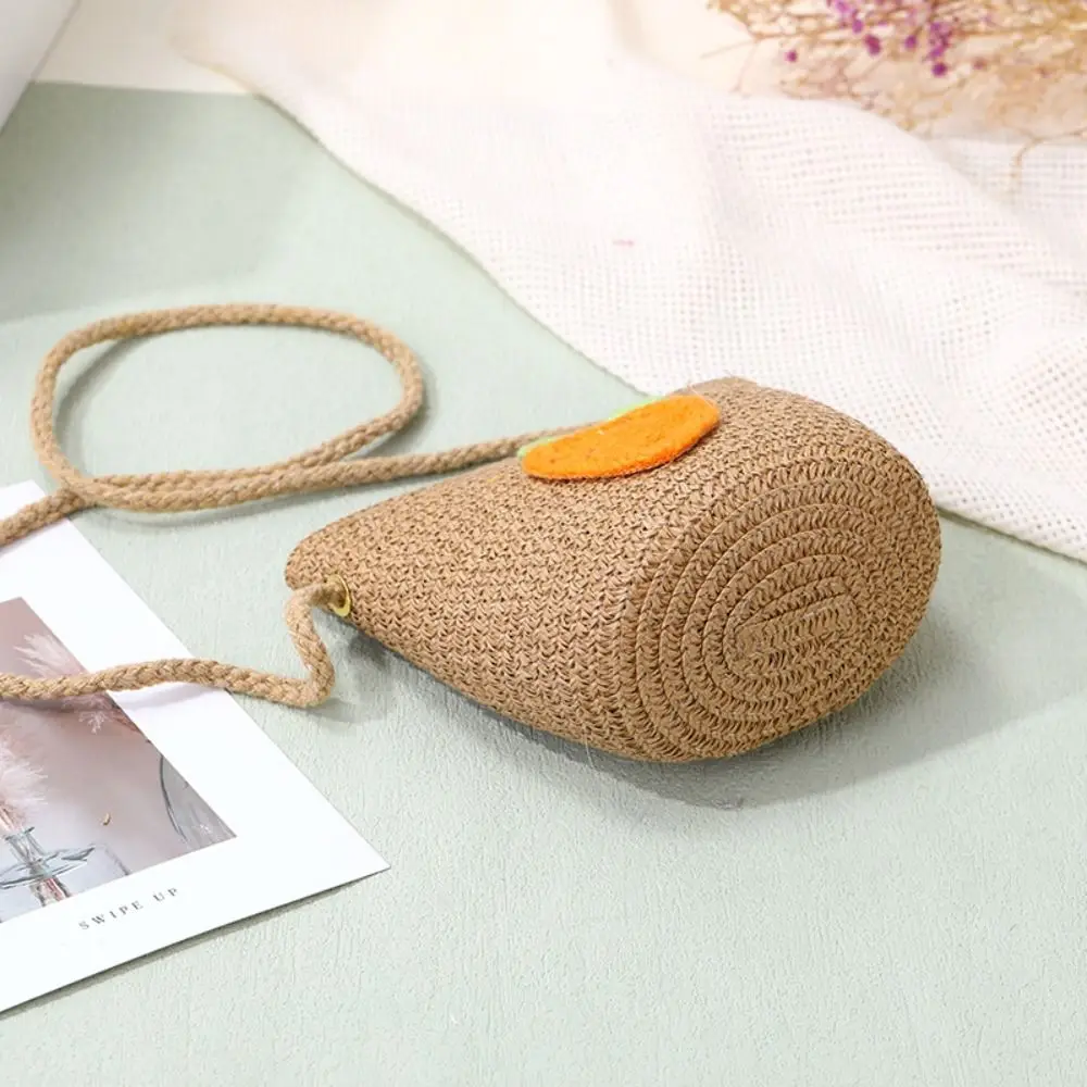 Durable Straw Crossbody Bag Fruit Woven Shoulder Bag Handbag Girls Kids