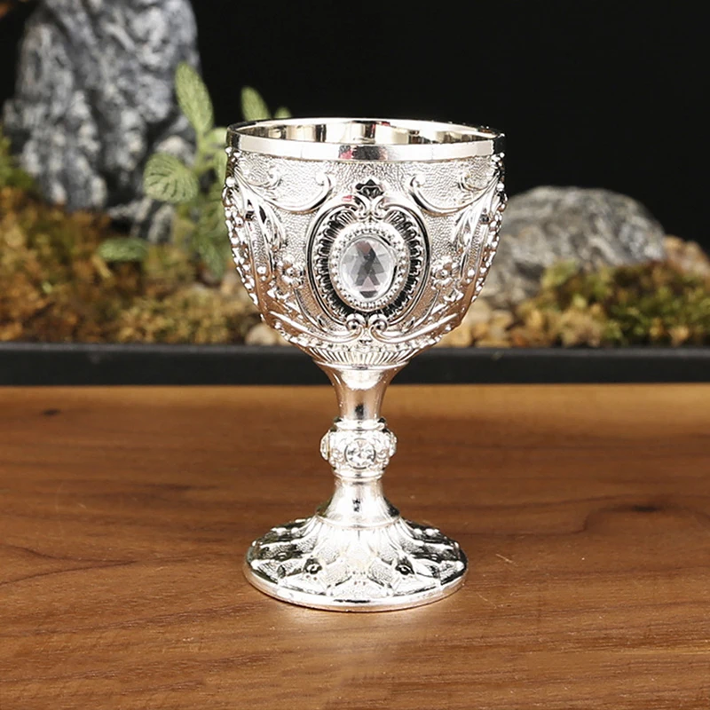 1pc Metal Chalice Goblet Vintage Wine Champagne Liqueur Cup Perfect For Bars Restaurants Home Decor Timeless Embossed